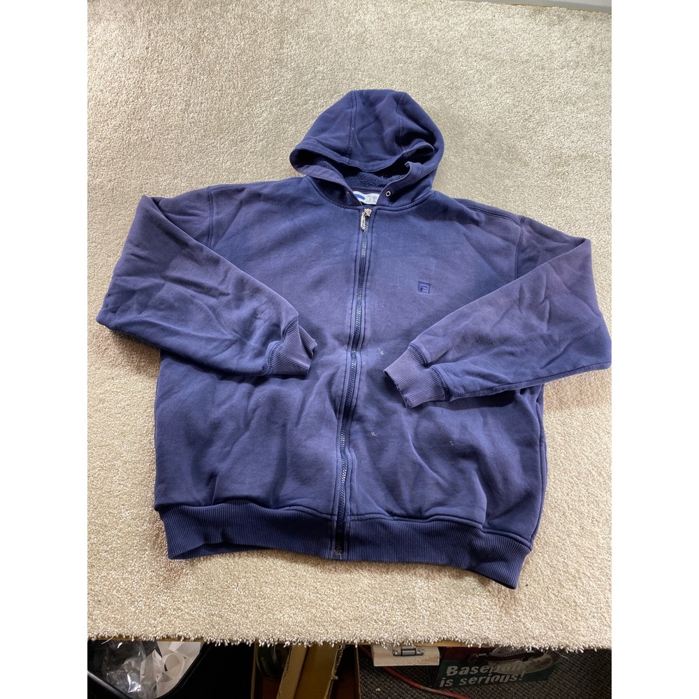 Fila Sweatshirt Mens Size Large Navy‎ Blue Full Zip Hoodie Athletic Outdoor